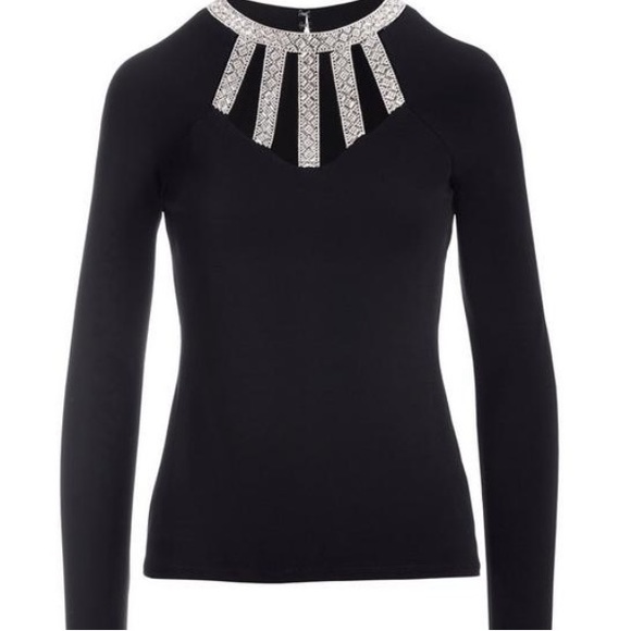 Embellished Trim Strappy Knit Top Jester Black size Large and XXS - Picture 2 of 8